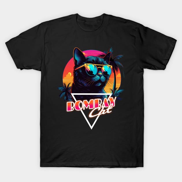 Retro Wave Bombay Cat Miami Shirt T-Shirt by Miami Neon Designs